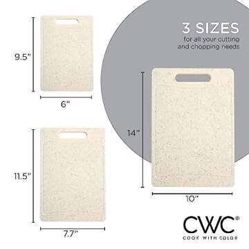 COOK WITH COLOR Non-Slip Cutting Board Set – Kitchen Essentials with Easy Grip Handle for Meat, Ve...