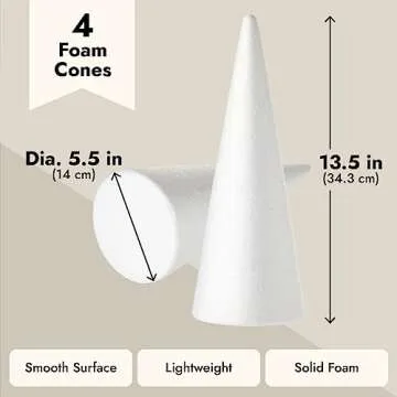 13.5" Craft Foam Tree Cones for Holiday DIY Projects