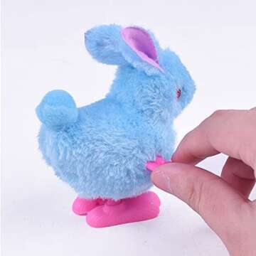 Bunny Jumping Chick Wind Up Toys Novelty Chicken Hopping Windup Toy for Kids Toddlers Easter Egg Hunt Basket Stocking Stuffers Party Favors Goody Bag Fillers Birthdays Gifts (Color A)