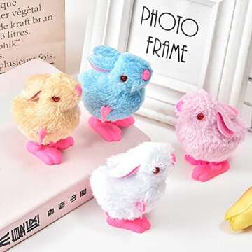 Bunny Jumping Chick Wind Up Toys Novelty Chicken Hopping Windup Toy for Kids Toddlers Easter Egg Hunt Basket Stocking Stuffers Party Favors Goody Bag Fillers Birthdays Gifts (Color A)
