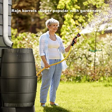 EJWOX 45 Gallon BPA Free Rain Barrel with Spigot & Hose