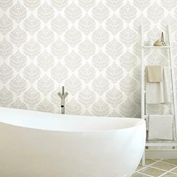 RoomMates Hygge Fern Damask Taupe Easy Peel and Stick Wallpaper