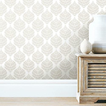 RoomMates Hygge Fern Damask Taupe Easy Peel and Stick Wallpaper