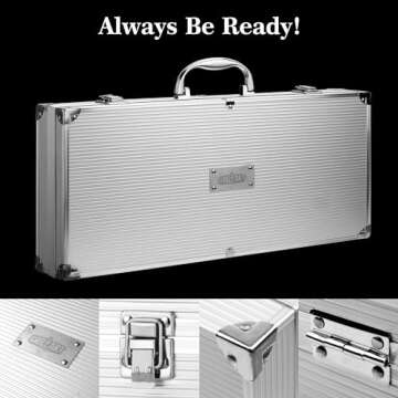 GRILLART BBQ Grill Utensil Tools Set Reinforced BBQ Tongs 19-Piece Stainless-Steel Barbecue Grilling Accessories w/Aluminum Storage Case -Complete Outdoor Grill Kit for Dad, Birthday Gift for Man Dad
