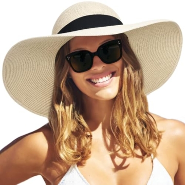 FURTALK Women's Premium UPF 80 Sun Straw Hat - Foldable Floppy Beach Hat for Ultimate Summer Comfort