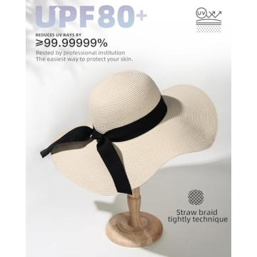FURTALK Womens Sun Straw Hat UPF 80 Foldable Floppy Hat