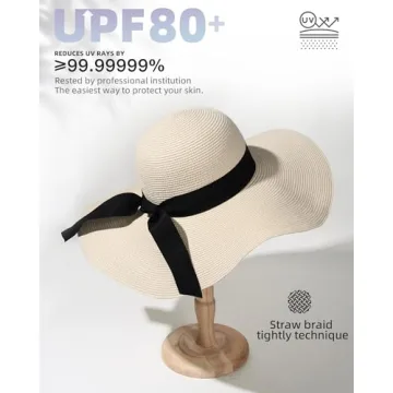 FURTALK Womens Sun Straw Hat UPF 80 Foldable Floppy Hat