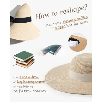 FURTALK Womens Sun Straw Hat UPF 80 Foldable Floppy Hat