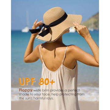 FURTALK Womens Sun Straw Hat UPF 80 Foldable Floppy Hat