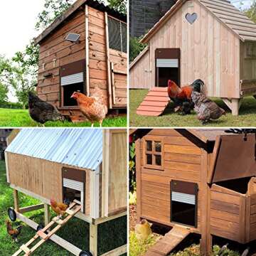 Automatic Chicken Coop Door Solar Powered - Opener Aluminum Auto Chicken Doors with Light Sensor, Timer Mode, Remote Control for Poultry Weatherproof Large