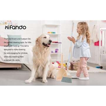 Xifando Mini Broom with Dustpan Set for Kids - Light Orange Little Housekeeping Helper