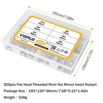VIGRUE Stainless Steel Rivet Nuts Kit - 205PCS Complete Set