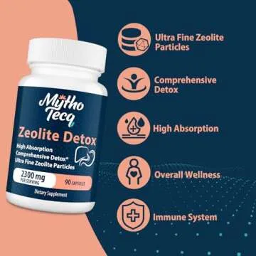 2300 MG Zeolite Detox Capsules - Activated Charcoal & Bentonite Clay, Highly Absorbable Full Body Detox, Liver & Gut Detox Cleanse, Zeolite Clinoptilolite for Heavy Metal Detox （180 Capsules）