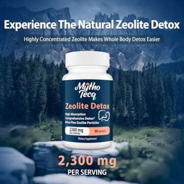 2300 MG Zeolite Detox Capsules - Activated Charcoal & Bentonite Clay, Highly Absorbable Full Body Detox, Liver & Gut Detox Cleanse, Zeolite Clinoptilolite for Heavy Metal Detox （180 Capsules）