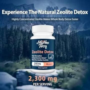 2300 MG Zeolite Detox Capsules - Activated Charcoal & Bentonite Clay, Highly Absorbable Full Body Detox, Liver & Gut Detox Cleanse, Zeolite Clinoptilolite for Heavy Metal Detox （180 Capsules）