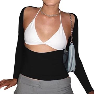 Y2K Backless Long Sleeve Crop Top - Fashionable & Comfortable