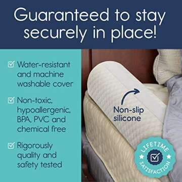 hiccapop [2-Pack] Foam Bed Bumpers for Toddlers, Toddler Bed Rails w/ Water-resistant Cover, Bed Guard Rail for Toddlers for Twin, Queen, King Beds