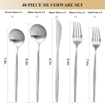MIKIWAY 40-Piece Stainless Steel Flatware Set for 8