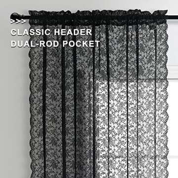 FINECITY Black Lace Curtains for Elegant Home Decor