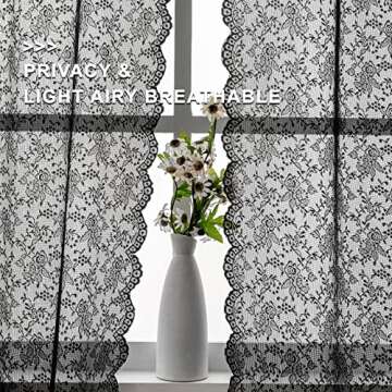 FINECITY Black Lace Curtains for Elegant Home Decor