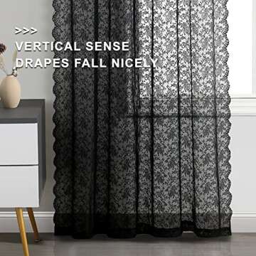 FINECITY Black Lace Curtains for Elegant Home Decor