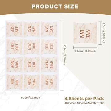 NEWEST 48 Pieces Monthly Tabs, Adhesive Month Tabs for Planner Pink Monthly Calendar Stickers Monthly Tabs for Planners Journal Notebook Office School Supplies