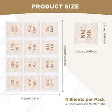 NEWEST 48 Pieces Monthly Tabs, Adhesive Month Tabs for Planner Pink Monthly Calendar Stickers Monthly Tabs for Planners Journal Notebook Office School Supplies