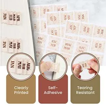 NEWEST 48 Pieces Monthly Tabs, Adhesive Month Tabs for Planner Pink Monthly Calendar Stickers Monthly Tabs for Planners Journal Notebook Office School Supplies