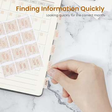NEWEST 48 Pieces Monthly Tabs, Adhesive Month Tabs for Planner Pink Monthly Calendar Stickers Monthly Tabs for Planners Journal Notebook Office School Supplies