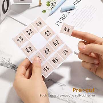 NEWEST 48 Pieces Monthly Tabs, Adhesive Month Tabs for Planner Pink Monthly Calendar Stickers Monthly Tabs for Planners Journal Notebook Office School Supplies