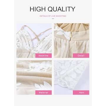 Dokotoo Womens Sexy V Neck Sleeveless Spaghetti Straps Elegant Embroidered High Slit Sheer Mesh Dresses Backless Maxi Long Formal Evening Party Prom Dress Bridesmaid Wedding Guest Dresses White Small