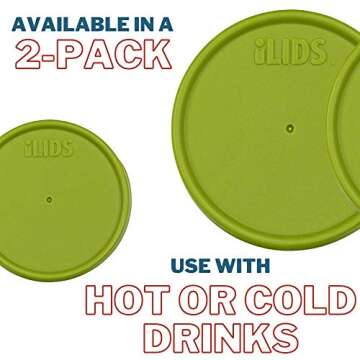 iLIDS Mason Jar Storage Lid, Regular Mouth, Lime Green, Pack of 2