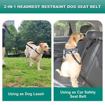 Junreox 2 Packs Dog Seat Belt - Adjustable & Crash-Tested for Safety