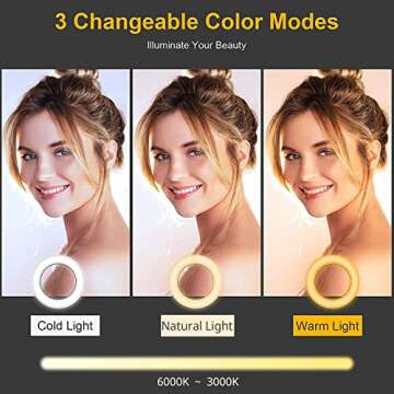 Video Conference Lighting Kit 3000k-6000K Dimmable Led Ring Lights Clip on Laptop Monitor for Remote...