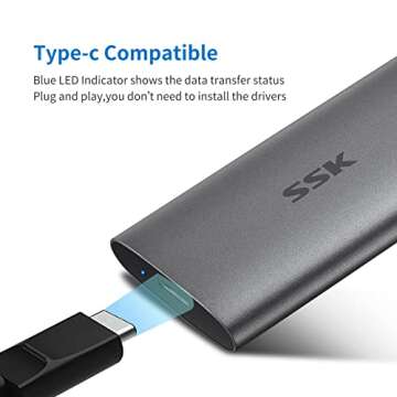 SSK 128G Portable External SSD,USB3.2 Gen2（6Gbps） Ultra Speed External Solid State Drive USB-C Mini External SSD with 550MB/s Data Transfer for Laptop,Typc C Phones