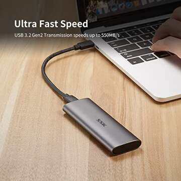 SSK 128G Portable External SSD,USB3.2 Gen2（6Gbps） Ultra Speed External Solid State Drive USB-C Mini External SSD with 550MB/s Data Transfer for Laptop,Typc C Phones