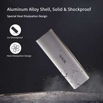 SSK 128G Portable External SSD,USB3.2 Gen2（6Gbps） Ultra Speed External Solid State Drive USB-C Mini External SSD with 550MB/s Data Transfer for Laptop,Typc C Phones