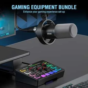 FIFINE Gaming Audio Mixer and XLR/USB Dynamic Microphone Bundle, Streaming 4-Channel RGB Mixer with ...