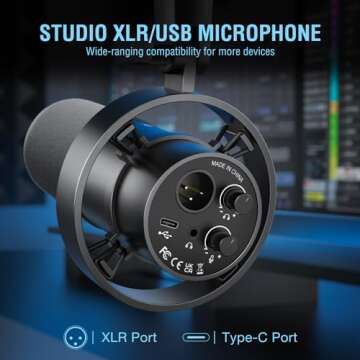 FIFINE Gaming Audio Mixer and XLR/USB Dynamic Microphone Bundle, Streaming 4-Channel RGB Mixer with XLR Microphone Interface,48V Phantom Power for Game, Voice, Podcast, Recording, YouTube (SC3+K688)