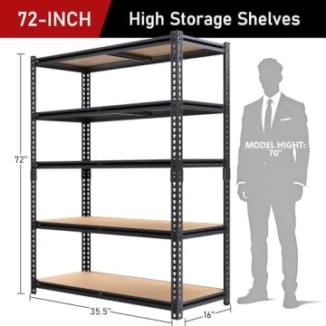 ZEUKMXOO 72" Heavy-Duty Storage Shelves for Home & Garage