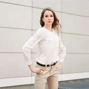 YooAi Womens Leather Belt Skinny Waist Belt for Dresses Jeans Pants with Gold Buckle Black+Khaki 105