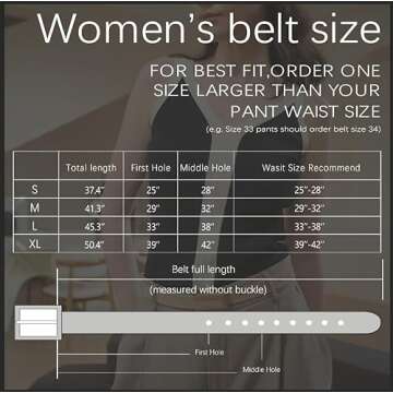 YooAi Womens Leather Belt Skinny Waist Belt for Dresses Jeans Pants with Gold Buckle Black+Khaki 105