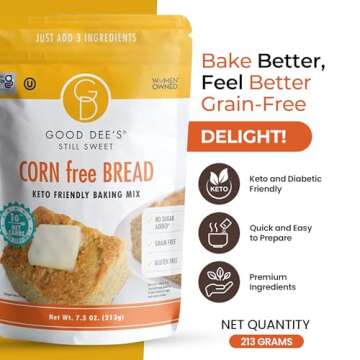 Good Dee’s Corn Bread Baking Mix - Grain Free, Sugar Free, Gluten Free, Wheat Free, and Low Carb,7.5 Oz