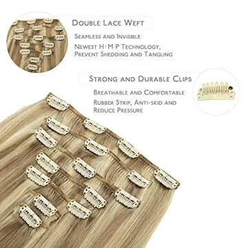 WENNALIFE 18" Clip in Human Hair Extensions for Volume