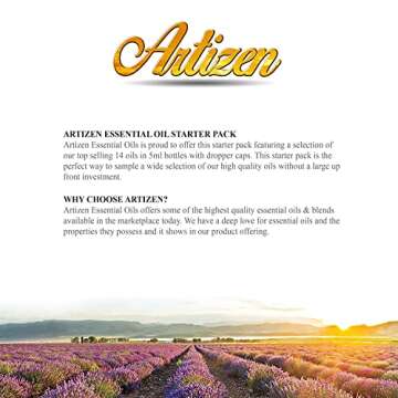 Artizen Top 14 Essential Oil Set for Diffuser, Aromatherapy and Candle Making - Fall Holiday Fragrance Scents with Lavender, Frankincense, Eucalyptus Oils and More