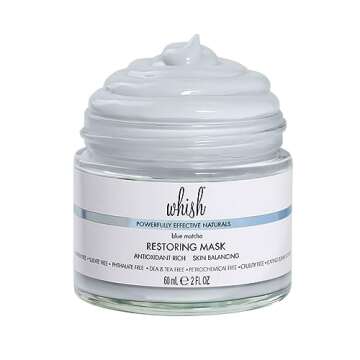 Whish Blue Matcha Restoring Mask - Green Tea & Shea Butter Detox, Purify, & Balance Skin - Hydrating...
