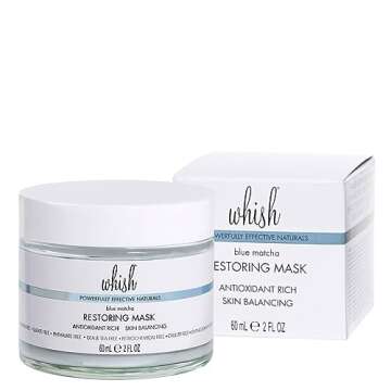 Whish Blue Matcha Restoring Mask - Green Tea & Shea Butter Detox, Purify, & Balance Skin - Hydrating Face Mask To Rejuvenate Oily, Tired Skin - Paraben & Sulfate Free - 2 fl oz