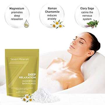 Deep Relaxation Magnesium Chloride Flakes 3lb – Absorbs Better Than Epsom Salt - Unique Full Bath Soak Formula for Stress and Relaxing - with Roman Chamomile & Clary Sage