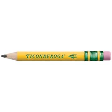 Ticonderoga My First Short Triangular Wood-Cased Pencils, 2 HB Soft, With Erasers, Yellow, 4 Count Pencil Bundle With Erasers, Pencil Shaped, Latex-Free, Yellow, 3-Pack