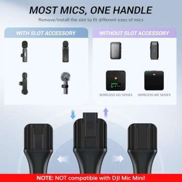 TONOR Mic Handle for DJI RODE Microphone, Handheld Mic Stand for Wireless GO, Interview Microphone Rig for All Lavalier Mic, Wireless Mic Adapter for Vlogging, Interview, Podcast, Reports, TP20